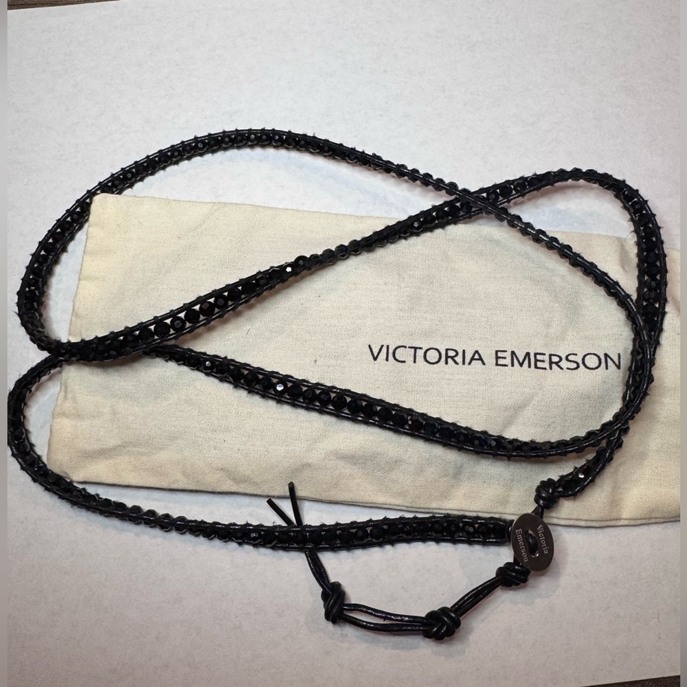 Black on black beaded Victoria Emerson wrap bracelet